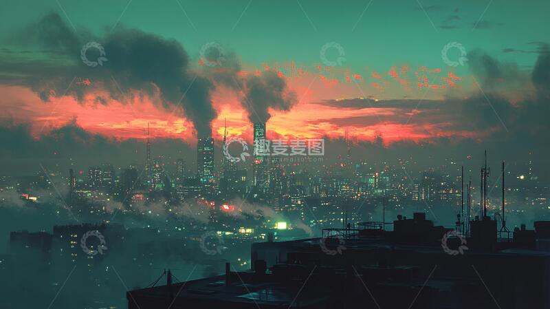 高清大图下载【趣麦麦图】大都市绚丽云彩