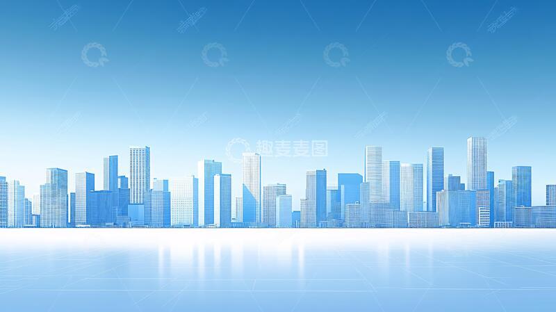 蓝色质感渐变城市