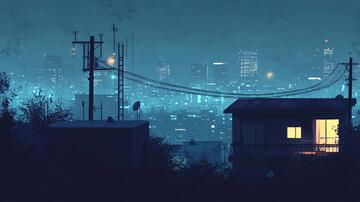 夜景插画插画夜景风景