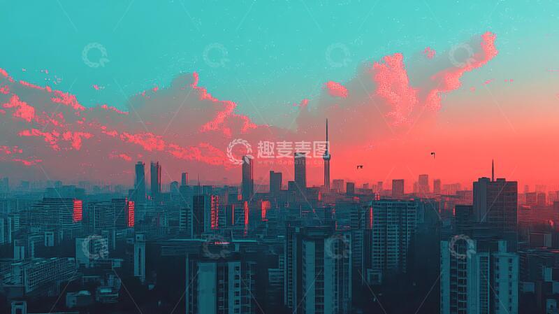 高清大图下载【趣麦麦图】超现实城市幻想插画朋克