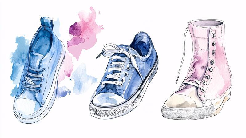 高清大图下载【趣麦麦图】水彩墨水时尚插画