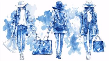 青花时装插画1