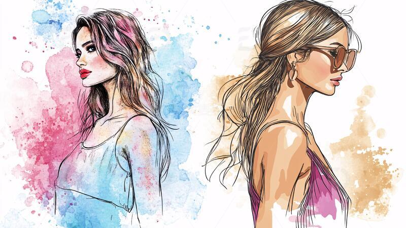 高清大图下载【趣麦麦图】美女潮流插画7