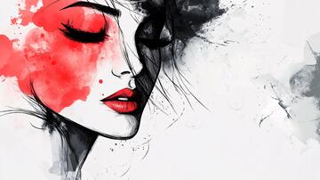 唯美抽象画水彩画女人1