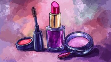 化妆品手绘插画手绘口红