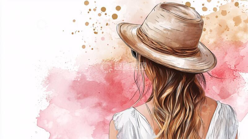 高清大图下载【趣麦麦图】水彩美女背影