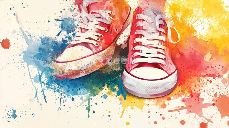 高清大图下载【趣麦麦图】潮鞋设计图案女鞋海报