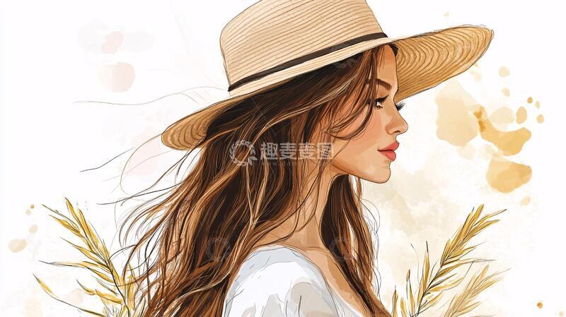 高清大图下载【趣麦麦图】气质美女插画