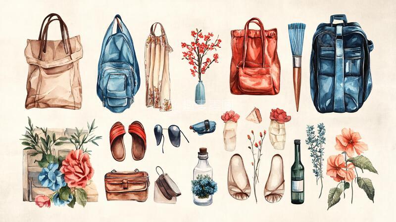 高清大图下载【趣麦麦图】手袋插画插画手绘手袋