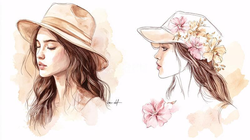 高清大图下载【趣麦麦图】美女插画对比