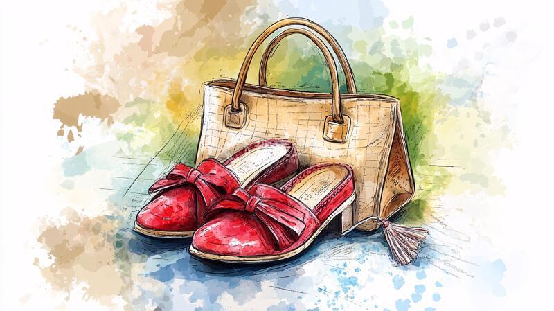 高清大图下载【趣麦麦图】包包插画插画女鞋图案