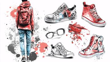 潮鞋设计插画潮流服饰