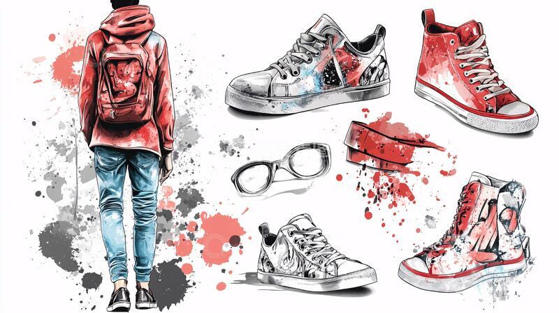 高清大图下载【趣麦麦图】-潮鞋设计插画潮流服饰