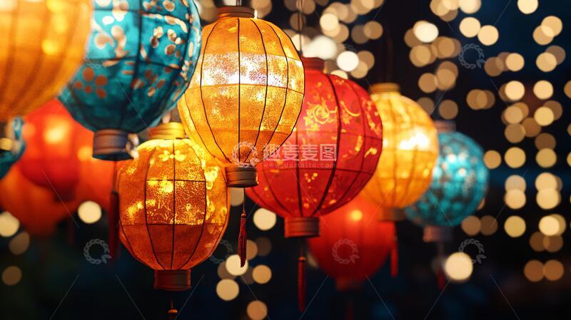 高清大图下载【趣麦麦图】中秋节元宵节彩灯
