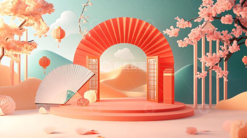 高清大图下载【趣麦麦图】创意中秋展台13