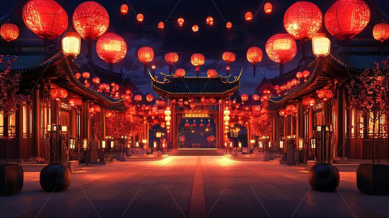 中状元场景场景中式灯笼