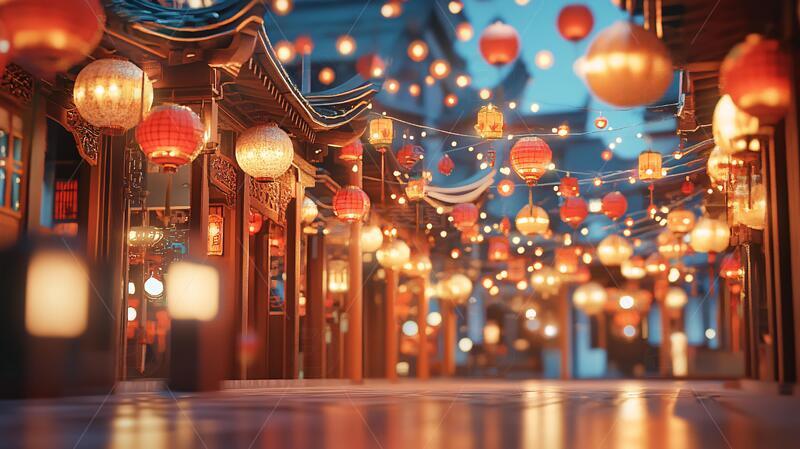 高清大图下载【趣麦麦图】喜庆场景灯笼密布14