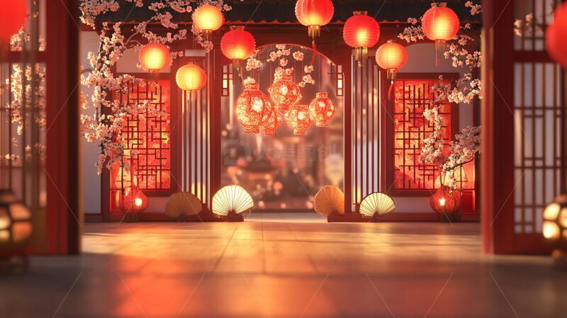 高清大图下载【趣麦麦图】喜庆场景灯笼密布10