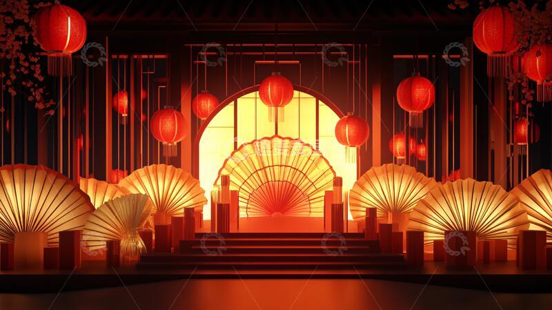 高清大图下载【趣麦麦图】元宵节舞美舞台中式场景