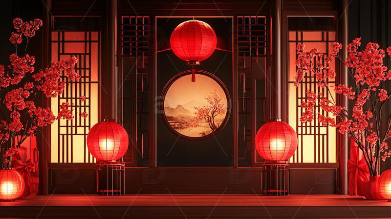 高清大图下载【趣麦麦图】中式灯场景场景中式氛围