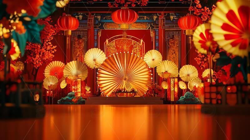 元宵节舞美舞台灯会古风