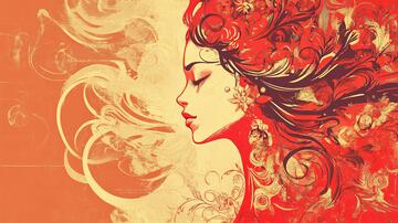 风美女插画插画美女红衣