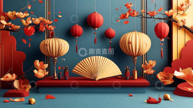 高清大图下载【趣麦麦图】喜庆场景灯笼密布13