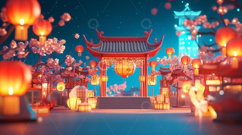 高清大图下载【趣麦麦图】灯笼节活动场景