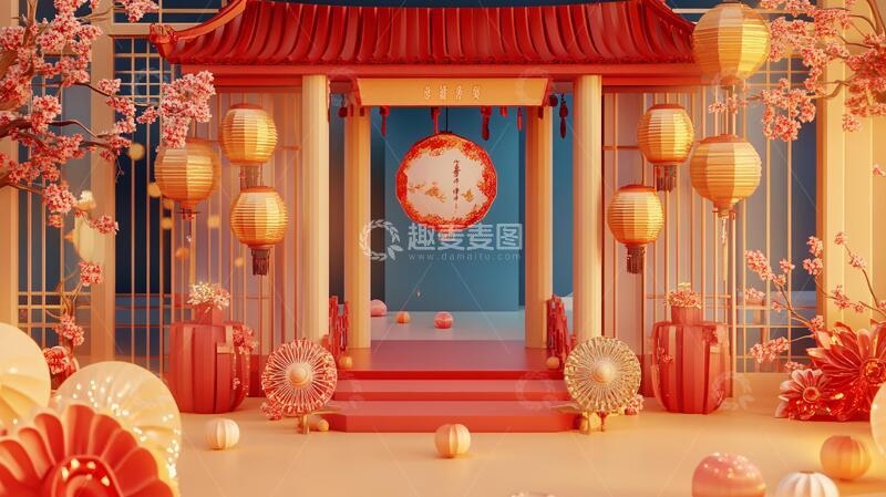 高清大图下载【趣麦麦图】创意中秋展台14