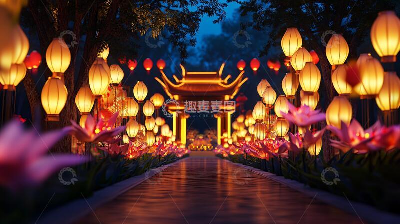 高清大图下载【趣麦麦图】牌坊灯景花灯牌坊彩灯