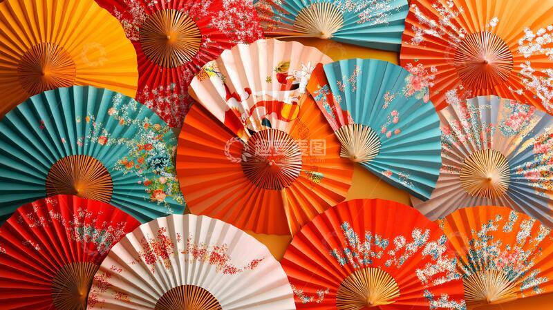 高清大图下载【趣麦麦图】日本扇素材纸扇折扇背景