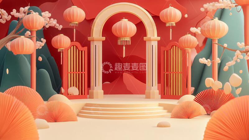 高清大图下载【趣麦麦图】节日海报插画背景图