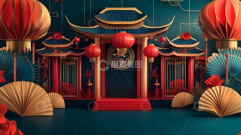 高清大图下载【趣麦麦图】创意中秋展台7