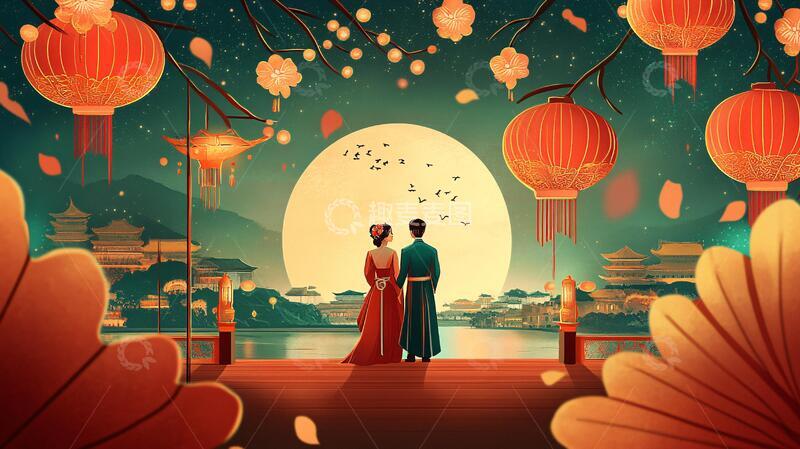 高清大图下载【趣麦麦图】中式婚礼插画