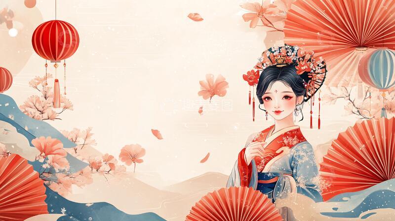 高清大图下载【趣麦麦图】节日插画图插画古风画图