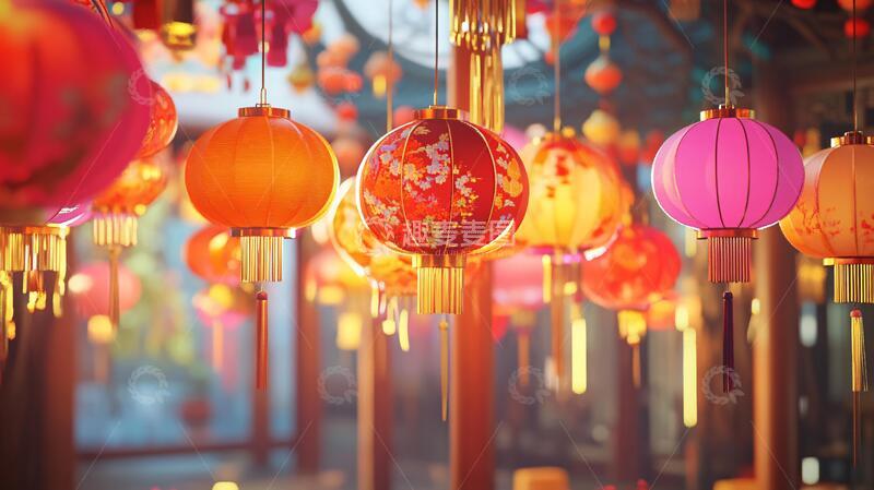 高清大图下载【趣麦麦图】彩色的灯笼灯笼彩色文化