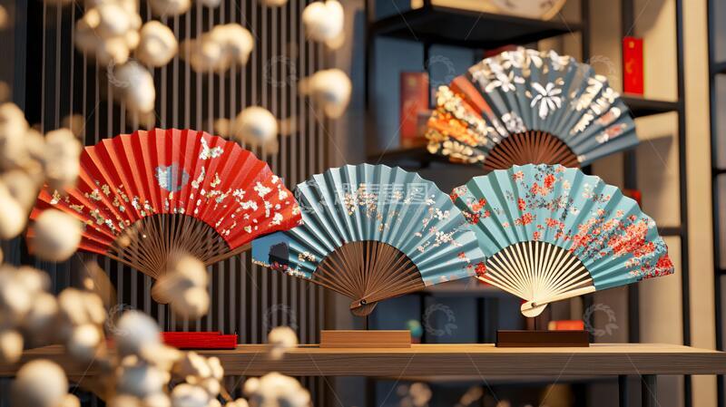 高清大图下载【趣麦麦图】折扇店橱窗折扇中式橱窗