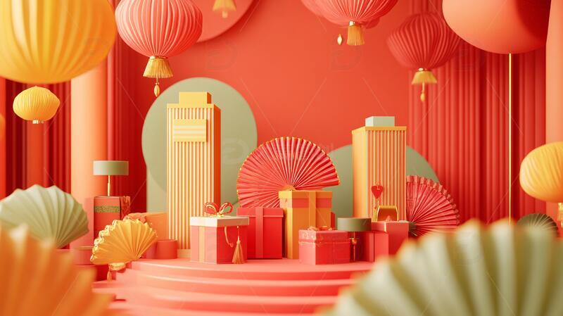 高清大图下载【趣麦麦图】元宵节拍框堆头小景3