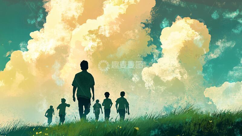 高清大图下载【趣麦麦图】回家路上童年少年