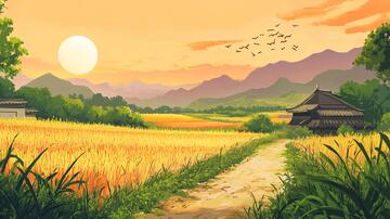 稻田风景插画1