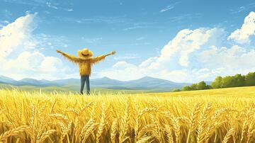 小麦田插画插画小麦金色