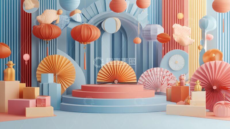 高清大图下载【趣麦麦图】创意中秋展台2