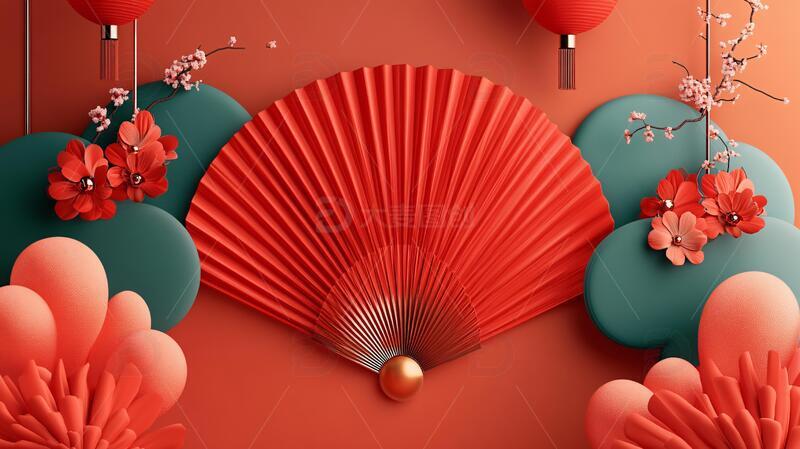 剪纸风背景背景氛围剪纸