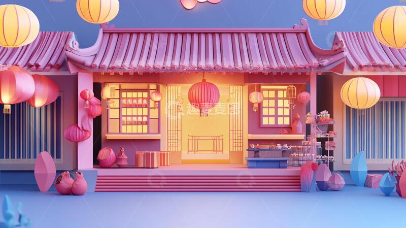 高清大图下载【趣麦麦图】创意中秋展台3