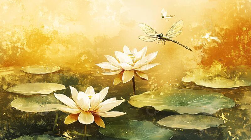 高清大图下载【趣麦麦图】文艺古典莲花壁纸