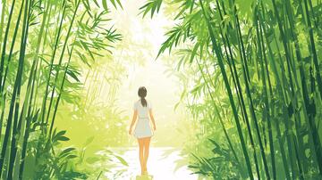 竹林风景行人