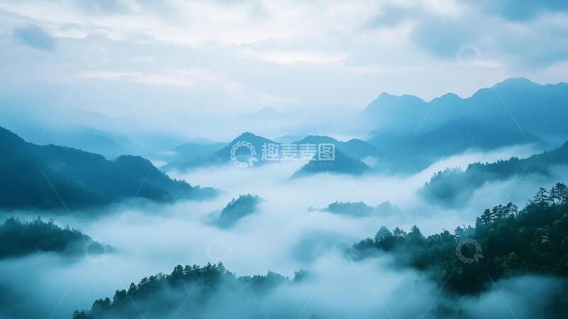 高清大图下载【趣麦麦图】井冈晨雾云海晨雾缥缈