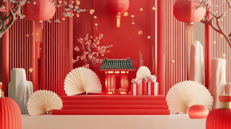 高清大图下载【趣麦麦图】喜庆场景灯笼密布1