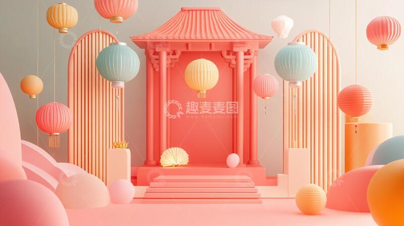 高清大图下载【趣麦麦图】创意中秋展台1