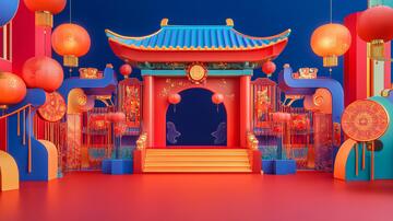 创意中秋展台